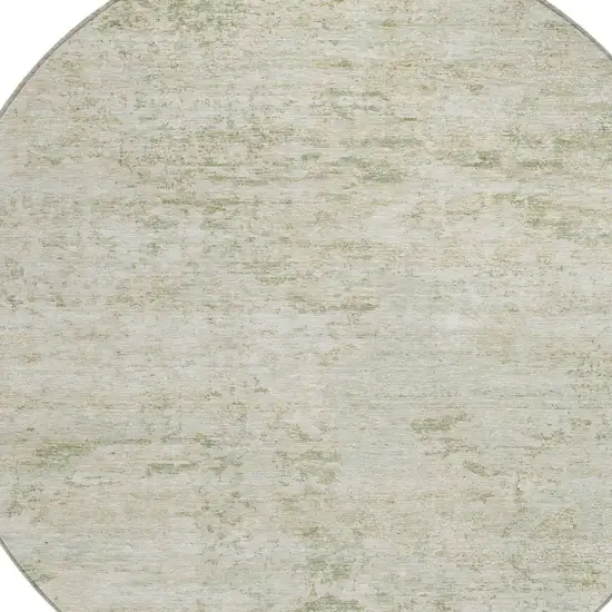 8' Linen And Beige Round Abstract Washable Indoor Outdoor Area Rug Photo 8
