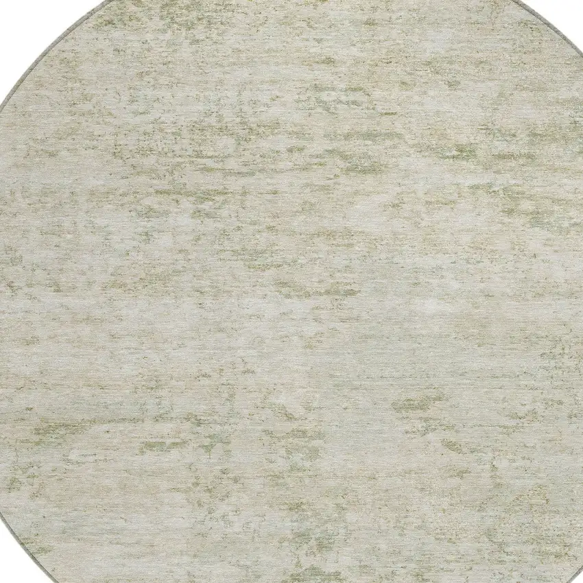 8' Linen And Beige Round Abstract Washable Indoor Outdoor Area Rug Photo 8