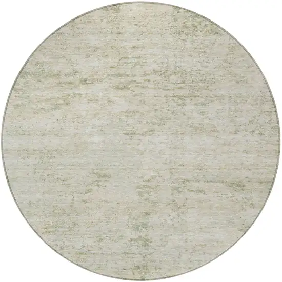8' Linen And Beige Round Abstract Washable Indoor Outdoor Area Rug Photo 3