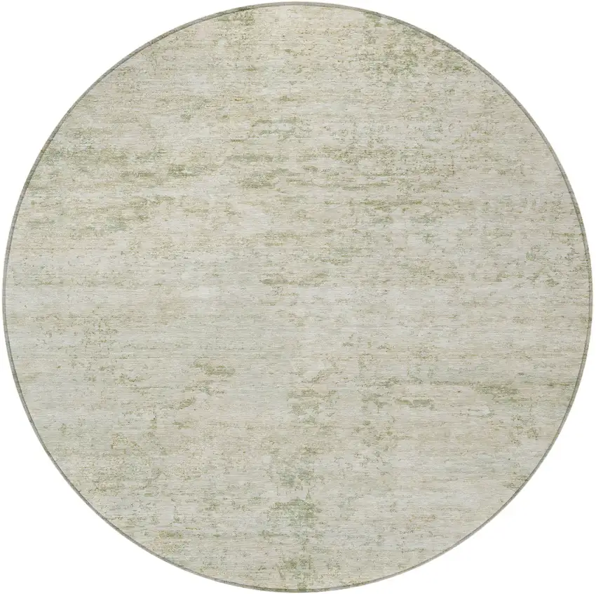 8' Linen And Beige Round Abstract Washable Indoor Outdoor Area Rug Photo 3