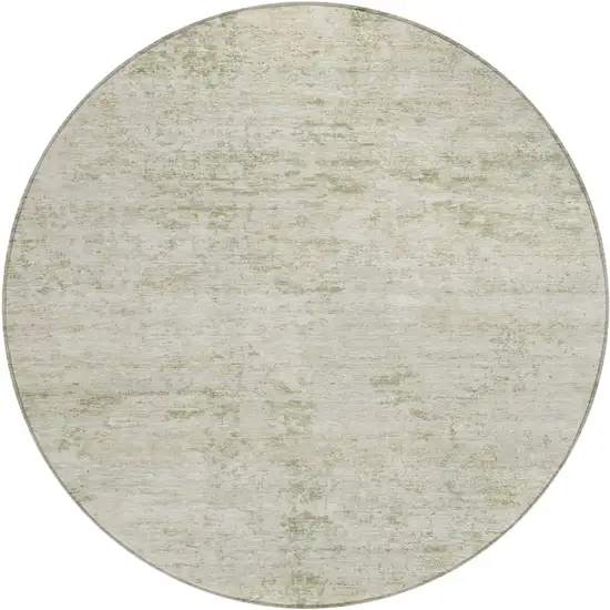 8' Linen And Beige Round Abstract Washable Indoor Outdoor Area Rug Photo 1