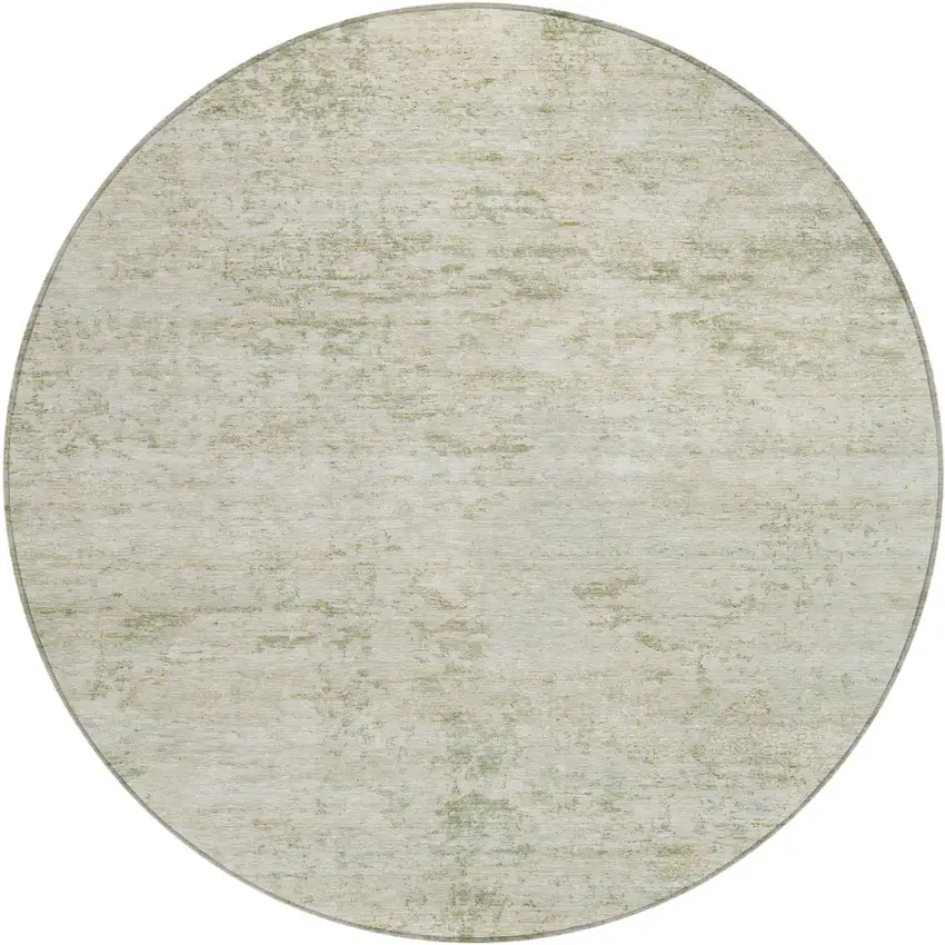 8' Linen And Beige Round Abstract Washable Indoor Outdoor Area Rug Photo 1