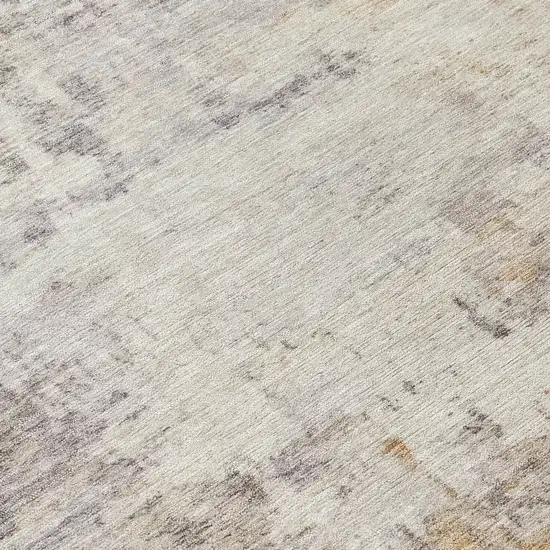 8' Linen And Beige Round Abstract Washable Indoor Outdoor Area Rug Photo 9