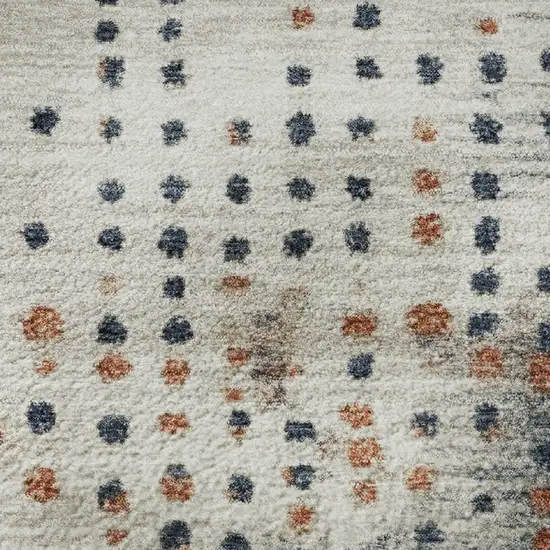 8' Linen And Blue Geometric Washable Round Rug With UV Protection Photo 9