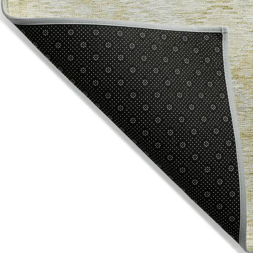8' Linen And Gold Round Geometric Washable Indoor Outdoor Area Rug Photo 3