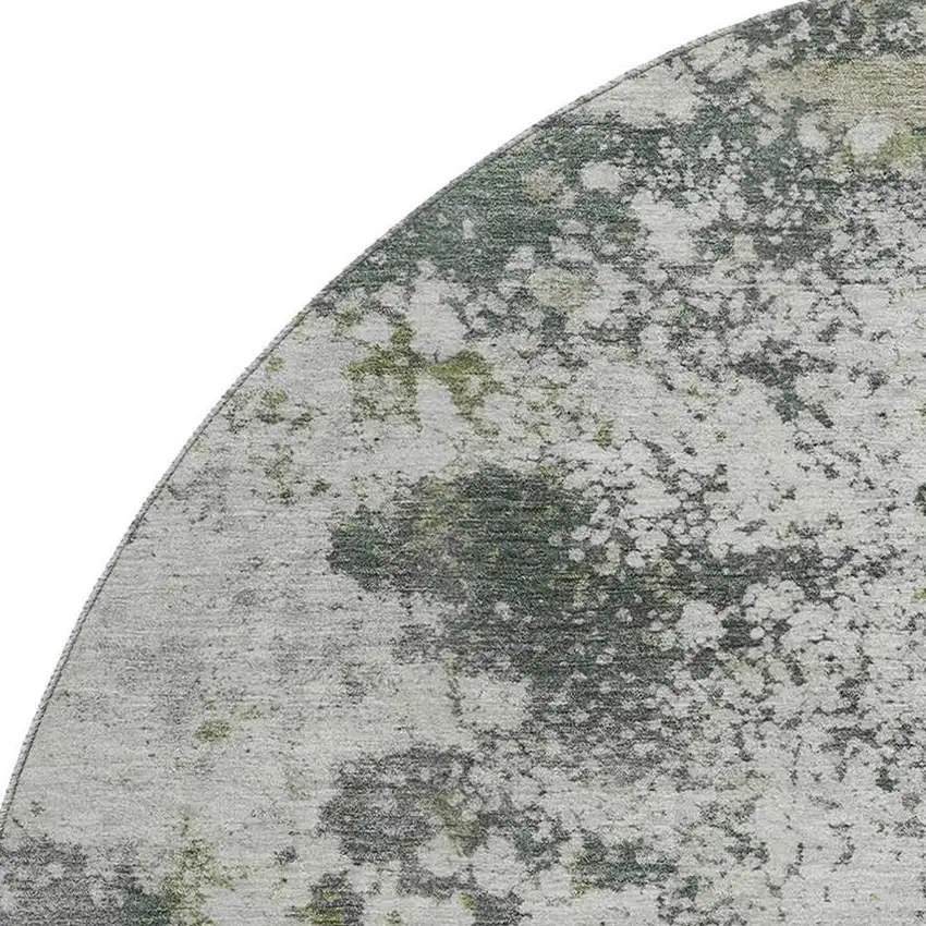 8' Linen And Gray Abstract Washable Round Rug With UV Protection Photo 3