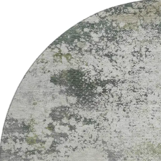 8' Linen And Gray Abstract Washable Round Rug With UV Protection Photo 4