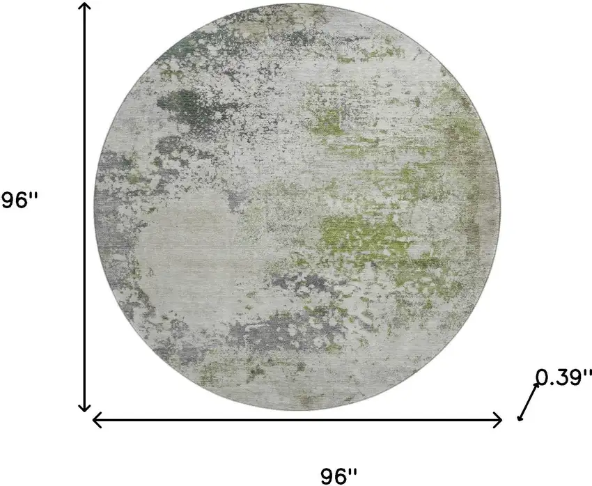 8' Linen And Gray Abstract Washable Round Rug With UV Protection Photo 8