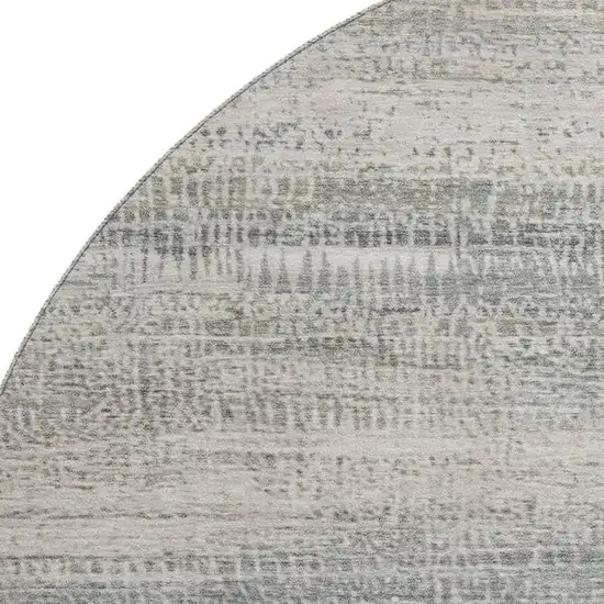 8' Linen And Gray Abstract Washable Round Rug With UV Protection Photo 3