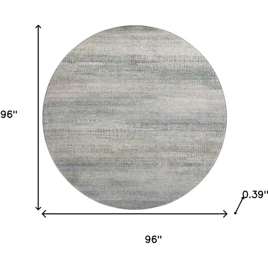 8' Linen And Gray Abstract Washable Round Rug With UV Protection Photo 8