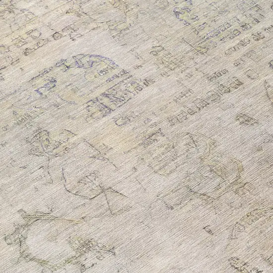 8' Linen And Gray Round Tribal Washable Indoor Outdoor Area Rug Photo 9