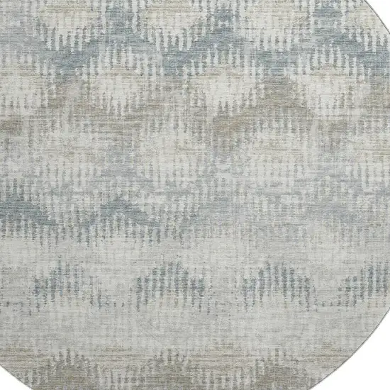8' Linen And Ivory Abstract Washable Round Rug With UV Protection Photo 4
