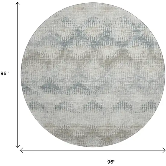 8' Linen And Ivory Abstract Washable Round Rug With UV Protection Photo 3