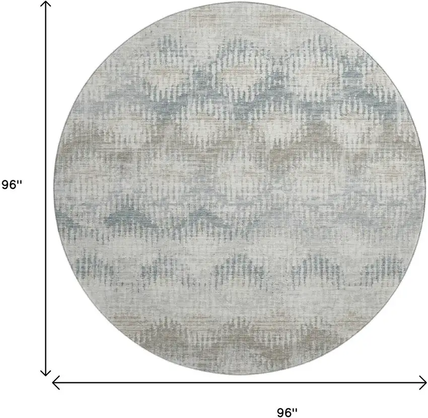 8' Linen And Ivory Abstract Washable Round Rug With UV Protection Photo 3