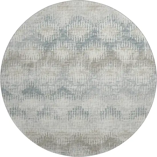8' Linen And Ivory Abstract Washable Round Rug With UV Protection Photo 2
