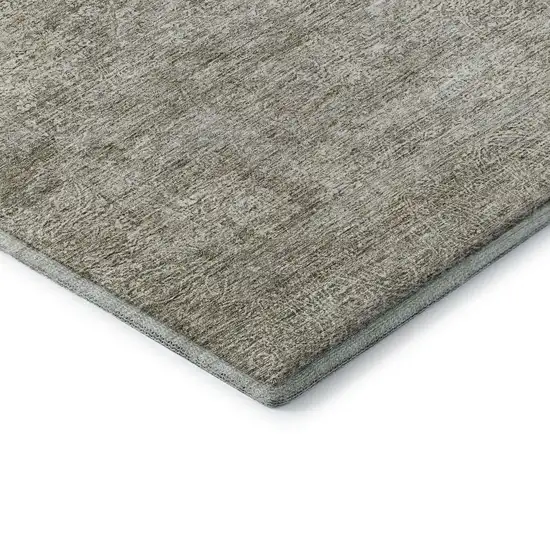 8' Linen And Ivory Abstract Washable Round Rug With UV Protection Photo 6