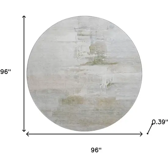 8' Linen And Ivory Abstract Washable Round Rug With UV Protection Photo 8