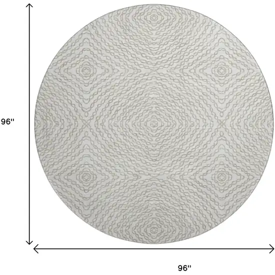 8' Linen And Ivory Geometric Washable Round Rug With UV Protection Photo 3