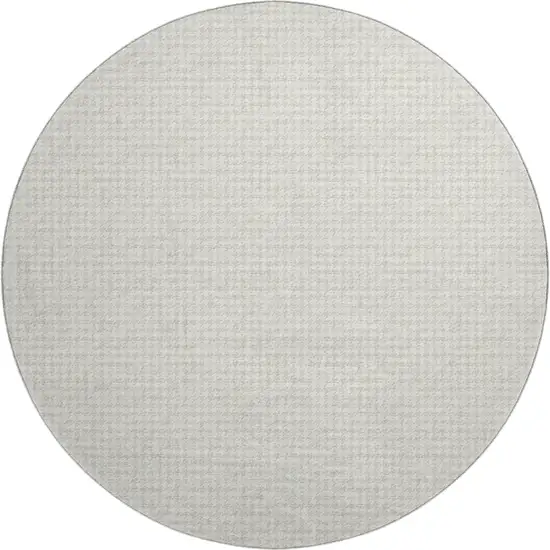 8' Linen And Ivory Houndstooth Washable Round Rug With UV Protection Photo 2