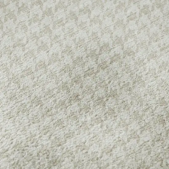 8' Linen And Ivory Houndstooth Washable Round Rug With UV Protection Photo 8