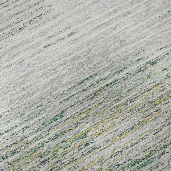 8' Linen And Ivory Striped Washable Area Rug With UV Protection Photo 8