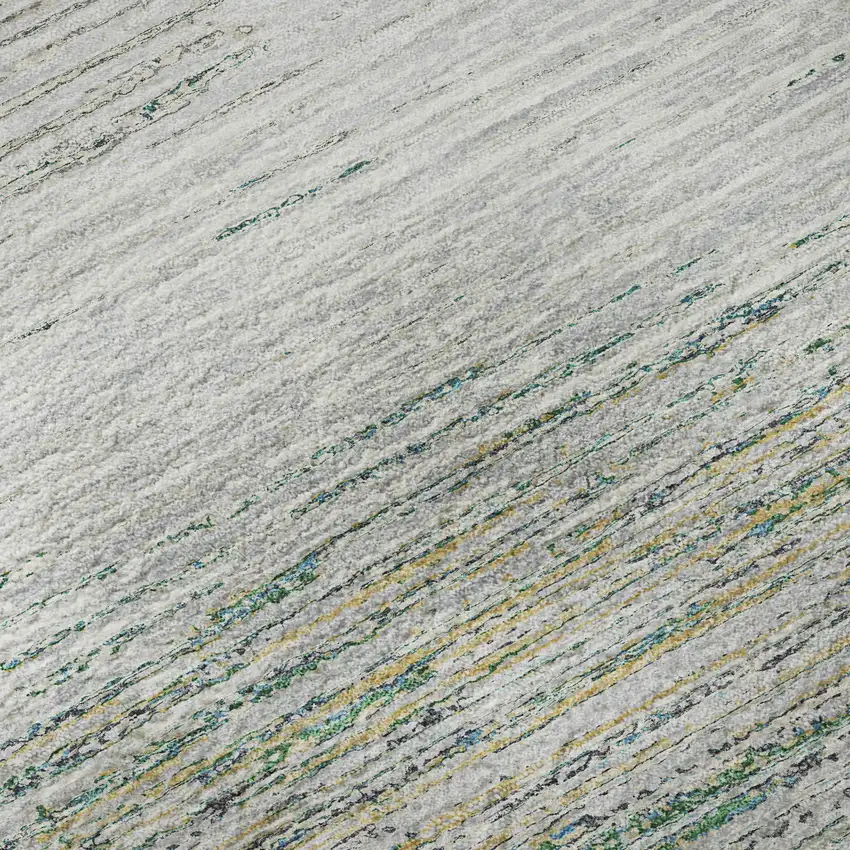 8' Linen And Ivory Striped Washable Area Rug With UV Protection Photo 8