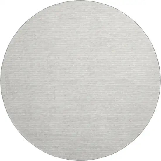 8' Linen And Ivory Striped Washable Round Rug With UV Protection Photo 2