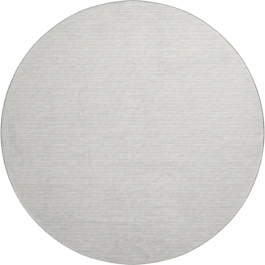 8' Linen And Ivory Striped Washable Round Rug With UV Protection Photo 2