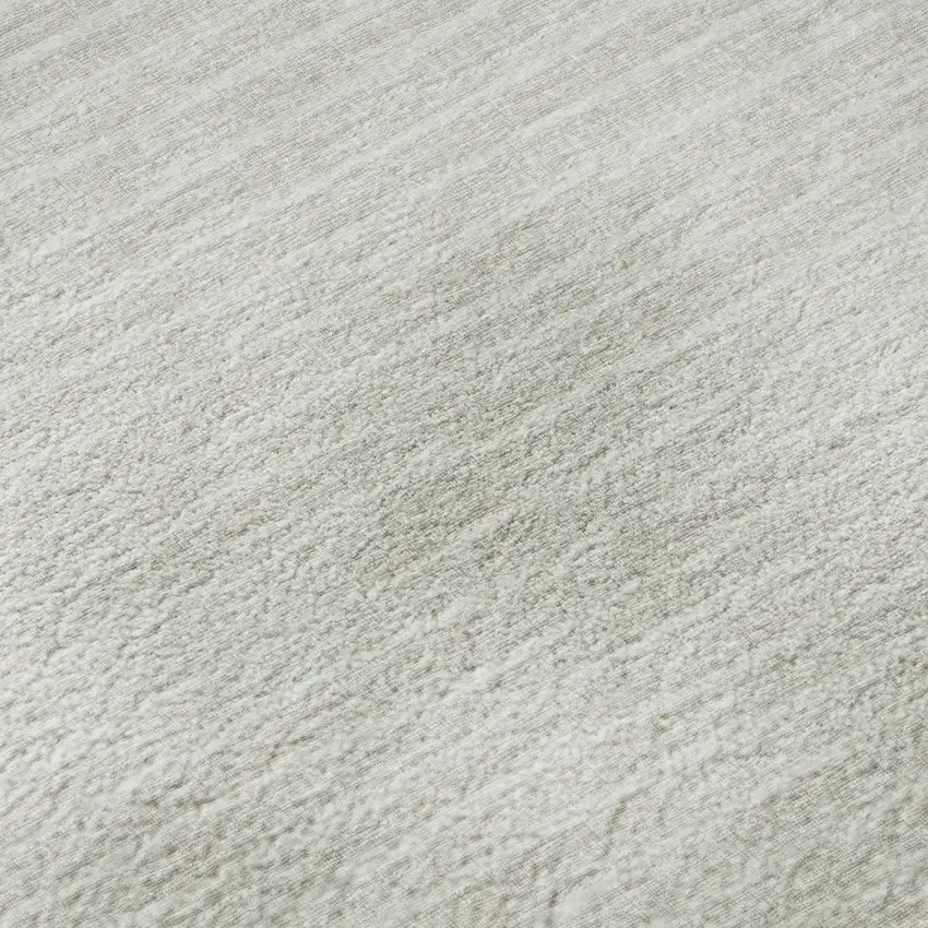 8' Linen And Ivory Striped Washable Round Rug With UV Protection Photo 8