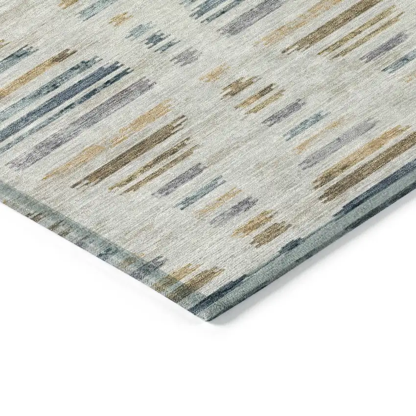 8' Linen And Navy Blue Round Striped Washable Indoor Outdoor Area Rug Photo 7