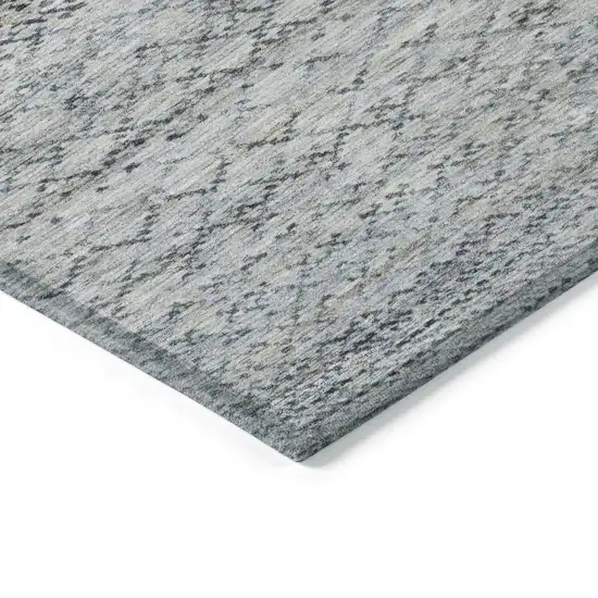 8' Linen And Silver Round Striped Washable Indoor Outdoor Area Rug Photo 5