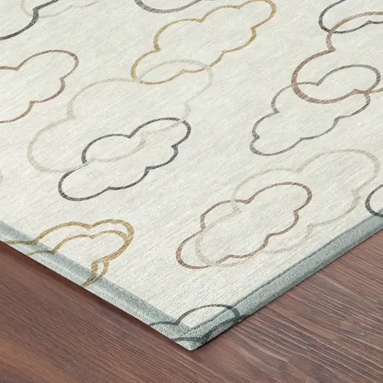8' Linen And Wheat Round Abstract Washable Indoor Outdoor Area Rug Photo 6