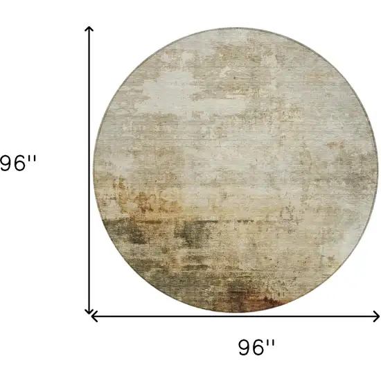 8' Linen Black And Copper Round Abstract Washable Indoor Outdoor Area Rug Photo 3