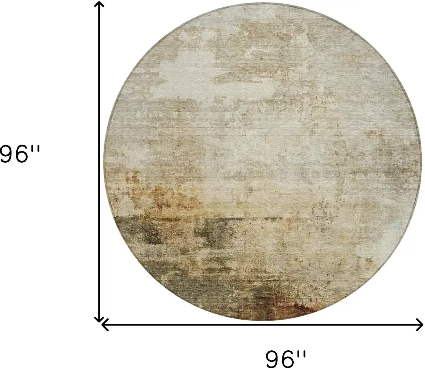 8' Linen Black And Copper Round Abstract Washable Indoor Outdoor Area Rug Photo 3