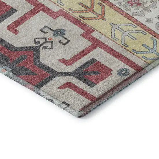 8' Linen Blush And Gray Southwestern Washable Round Rug With UV Protection Photo 6