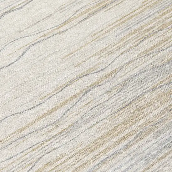 8' Linen Gray And Beige Round Striped Washable Indoor Outdoor Area Rug Photo 8