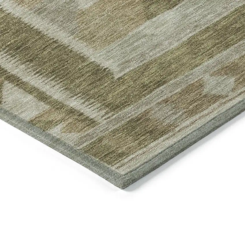 8' Linen Ivory And Brown Round Tribal Washable Indoor Outdoor Area Rug Photo 8