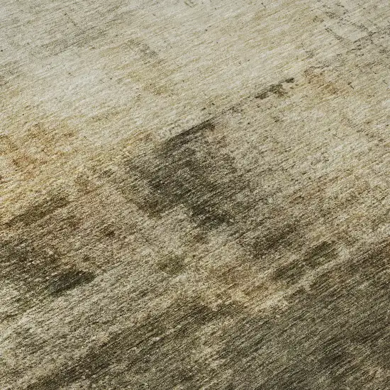 8' Linen Ivory And Copper Abstract Washable Round Rug With UV Protection Photo 8