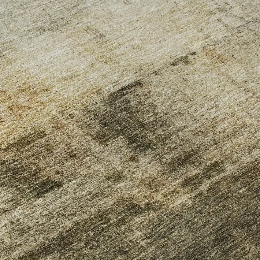 8' Linen Ivory And Copper Abstract Washable Round Rug With UV Protection Photo 8