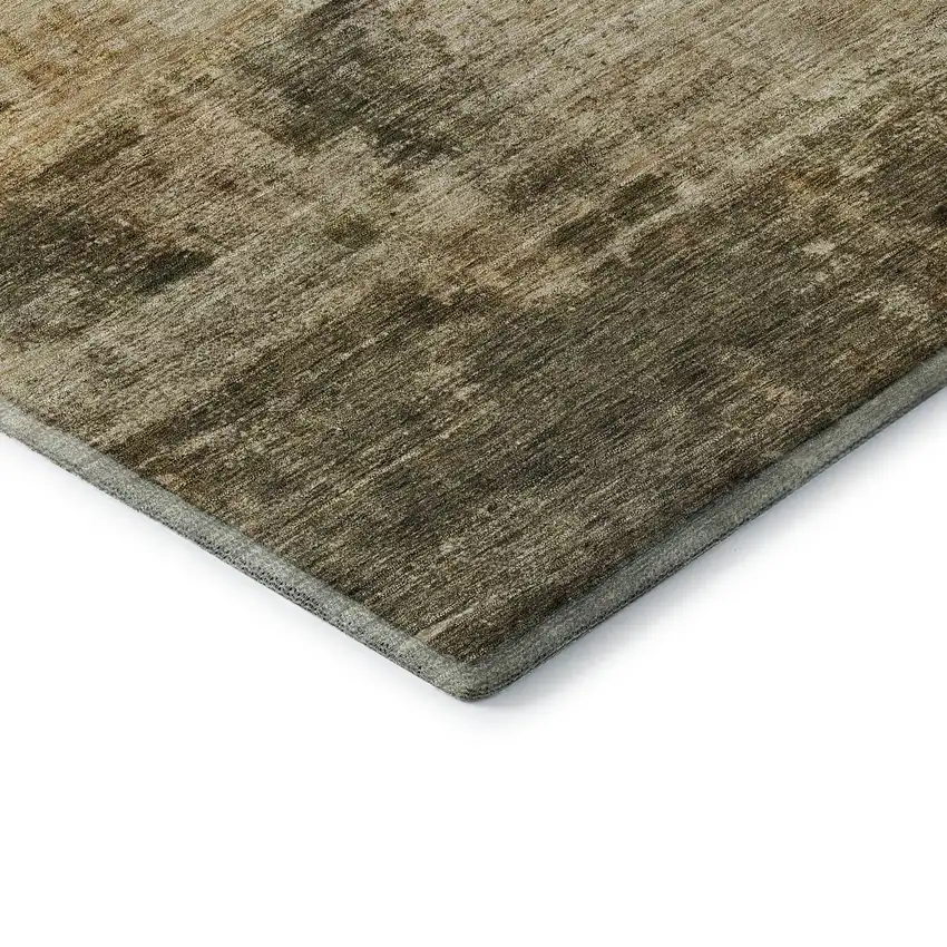 8' Linen Ivory And Copper Abstract Washable Round Rug With UV Protection Photo 6