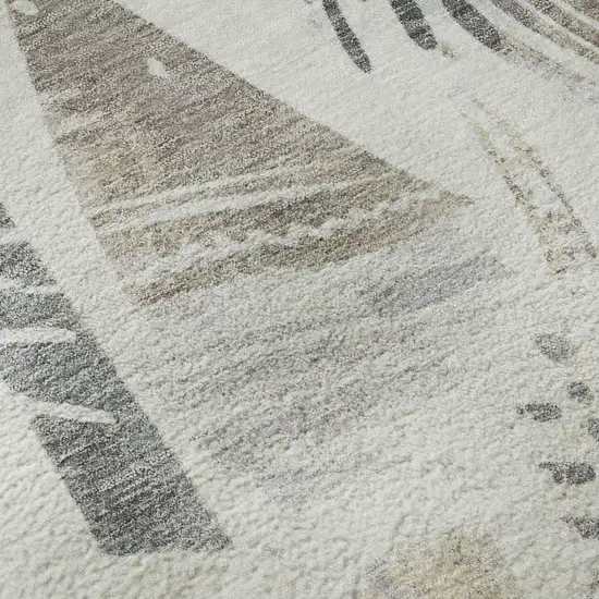 8' Linen Ivory And Gray Geometric Washable Area Rug With UV Protection Photo 9