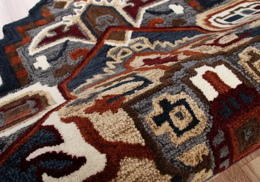5' Maroon and Gray Medallion Area Rug Photo 6