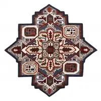 Photo of 5' Maroon and Gray Medallion Area Rug
