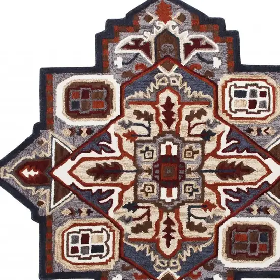 Blue And Red Wool Hand Tufted Area Rug Photo 7