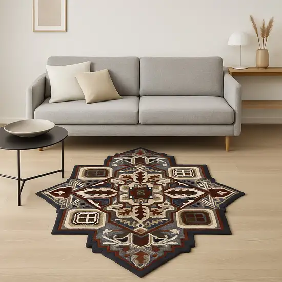 Blue And Red Wool Hand Tufted Area Rug Photo 1