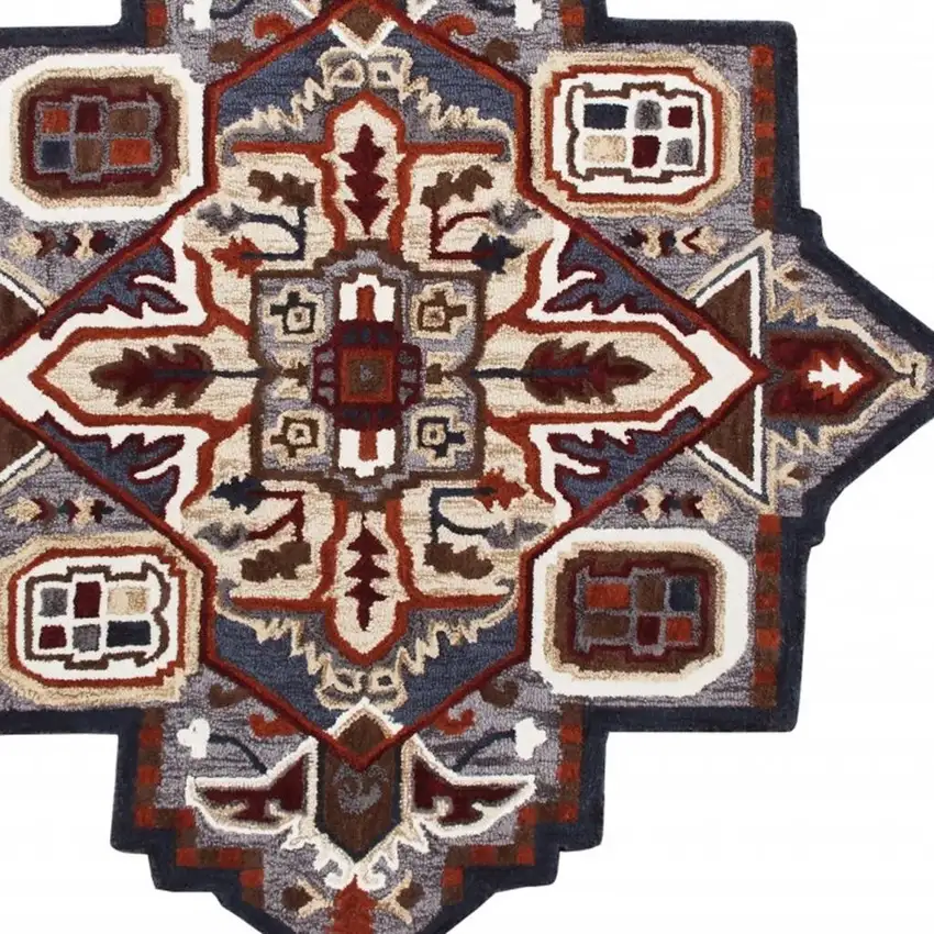 Blue And Red Wool Hand Tufted Area Rug Photo 9