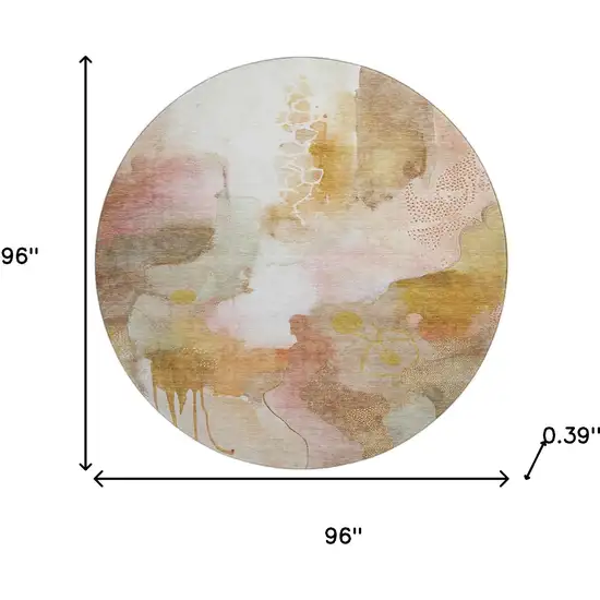8' Mauve And Copper Abstract Washable Round Rug With UV Protection Photo 8