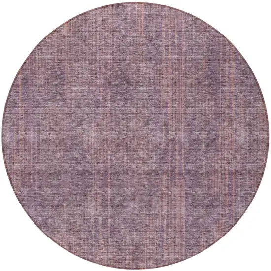 8' Mauve And Dark Purple Round Striped Washable Indoor Outdoor Area Rug Photo 5
