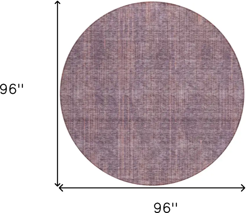 8' Mauve And Dark Purple Round Striped Washable Indoor Outdoor Area Rug Photo 3