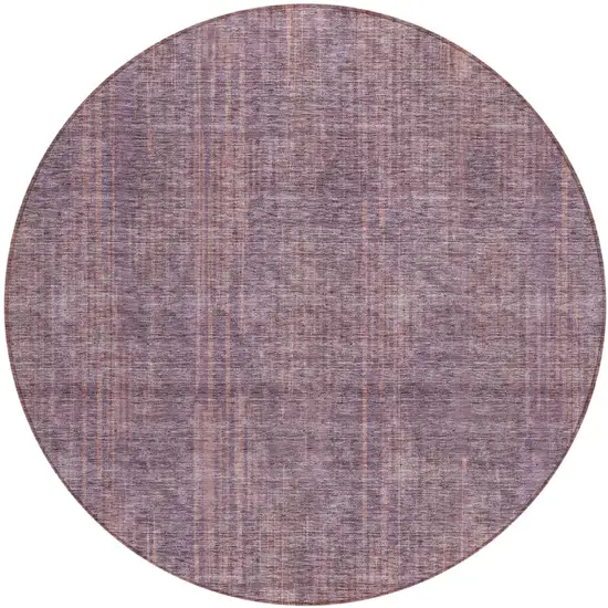 8' Mauve And Dark Purple Round Striped Washable Indoor Outdoor Area Rug Photo 2